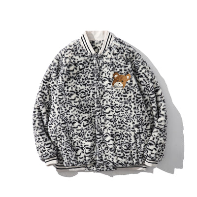 Abrigo de Algodón con Cuello de Plumón de Conejo y Estampado Tie-dye Leopardo - Image 2