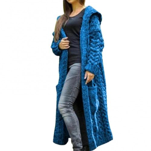 Cardigan Largo con Capucha y Trenzas Texturizadas para Mujer - Image 10
