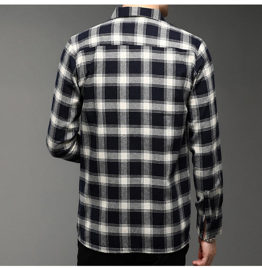 Camisa de Cuadros Casual con Solapa para Hombre - Image 12