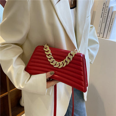 Bolso de Hombro Nupcial Cuadros con Cadena Roja para Mujer - Image 20
