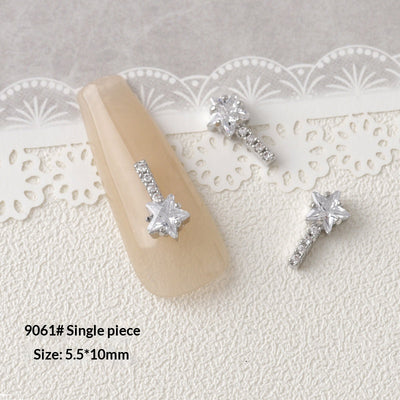 Accesorios de Decoración de Uñas con Moño de Circón Plateado - Image 17