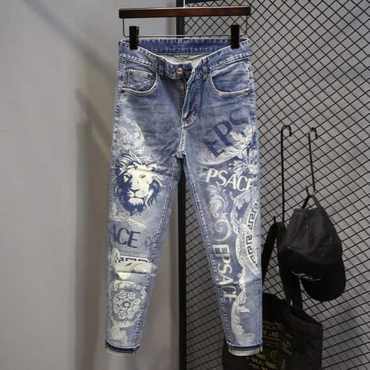 Jeans Slim Fit con Estampado de León - Colección Verano Hombre - Image 9