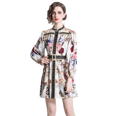 Blusa Elegante Retro Floral con Falda Estampada - Estilo Socialité Primavera - Image 5