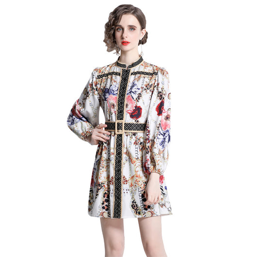 Blusa Elegante Retro Floral con Falda Estampada - Estilo Socialité Primavera - Image 5