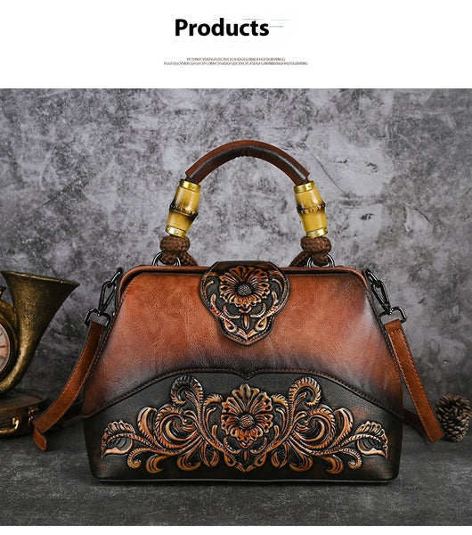 Bolso Crossbody de Cuero con Grabado Retro y Cierre Magnético - Image 20