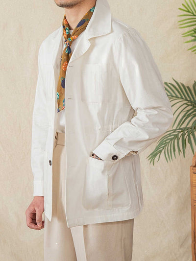 Chaqueta Casual de Algodón Ligero con Cuello Cubano y Estampado Cuadros - Image 17