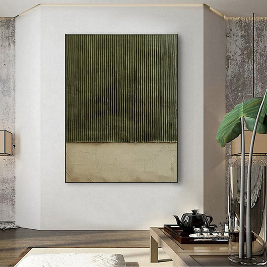 Cuadro Abstracto Moderno Grande Pintura Acrílica Texturizada Verde para Sala de Estar - Image 12