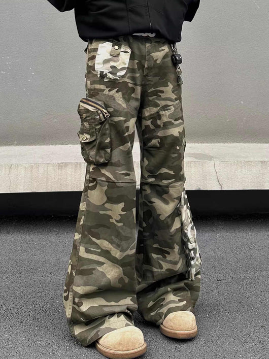 Overol Camuflado Cosido Hombre Estilo Retro Pantalón Casual Recto - Image 9
