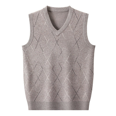Chaleco Tejido Grueso para Hombre con Cuello V y Patrón Rombos - Image 5