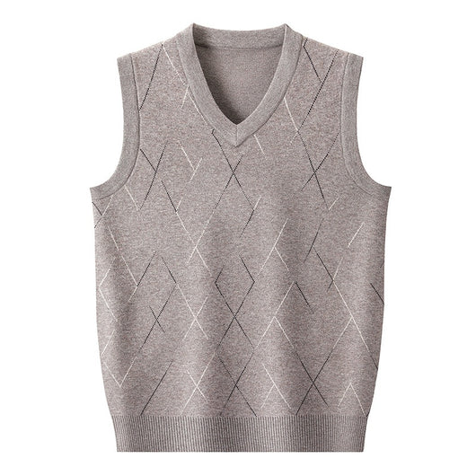 Chaleco Tejido Grueso para Hombre con Cuello V y Patrón Rombos - Image 5