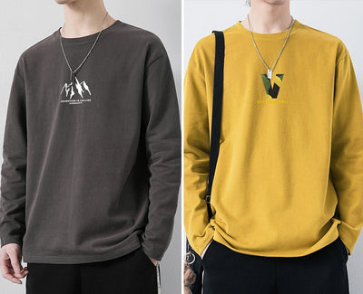 Camiseta de Algodón Manga Larga Suelta para Hombre - Image 17