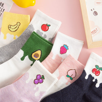 Calcetines de Algodón Estampados con Frutas y Personajes Anime - Image 2