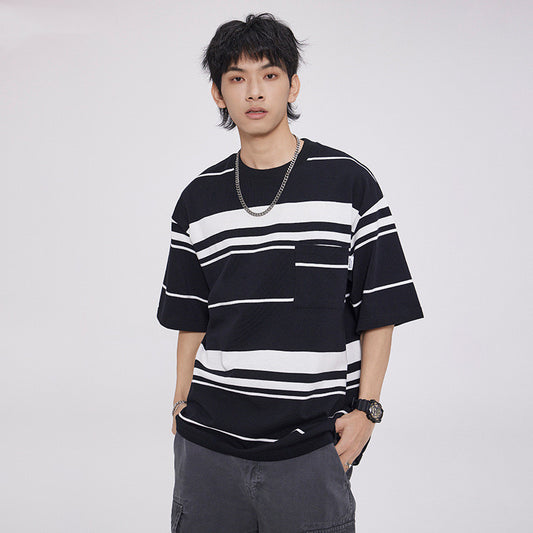 Camiseta Rayada de Manga Corta Unisex