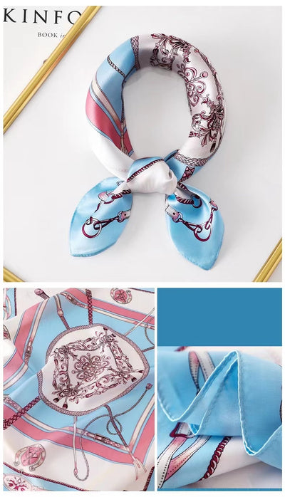 Pañuelo de Seda Cuadrado para Mujer - Diseño Estampado Versátil Primavera Verano - Image 44