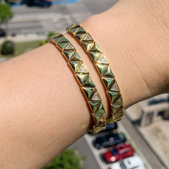 Pulsera Elástica de Zircón Triangular Brillante para Mujer