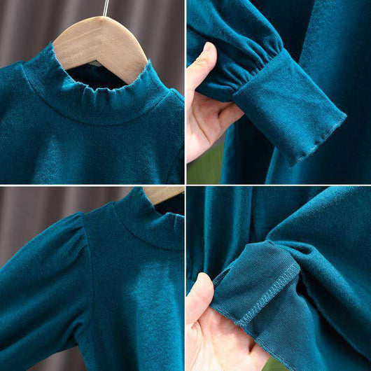 Blusa Niña Cuello Parado con Mangas Globo Largas - Image 13