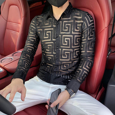 Camisa Estampada de Cuadros para Hombre de Manga Larga - Image 6