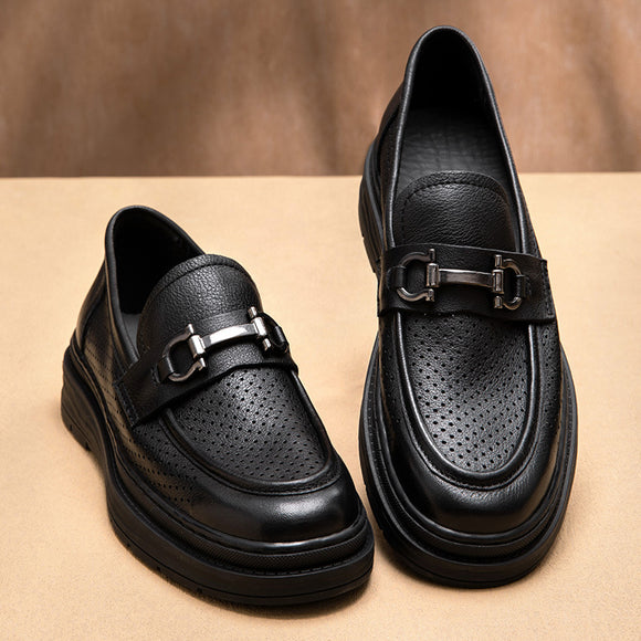Men's Summer Breathable Perforated Leather Shoes