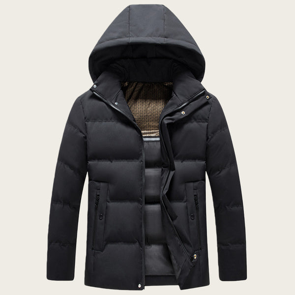 Abrigo Acolchado de Algodón para Hombre con Capucha Desmontable Forrada en Polar