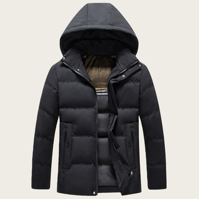 Abrigo Acolchado de Algodón para Hombre con Capucha Desmontable Forrada en Polar