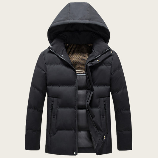 Abrigo Acolchado de Algodón para Hombre con Capucha Desmontable Forrada en Polar