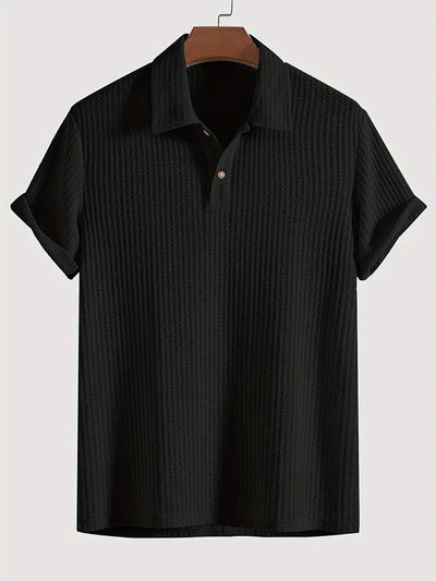 Camisa Casual de Punto Rombo con Solapa - Corte Holgado Manga Corta Hombre - Image 5