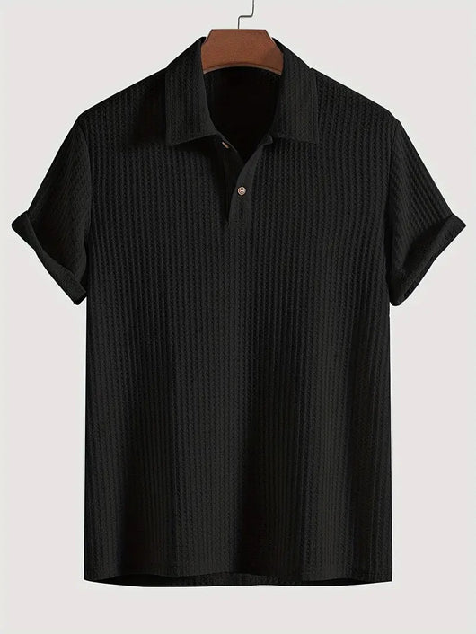Camisa Casual de Punto Rombo con Solapa - Corte Holgado Manga Corta Hombre - Image 5