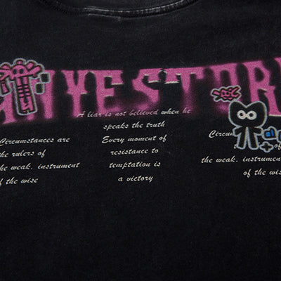 Playera Estampada Anime Efecto Desgastado para Hombre - Image 4