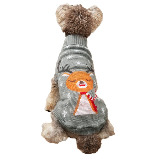 Suéter Navideño Tejido para Mascotas con Diseño de Reno
