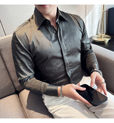 Camisa Larga Hombre Ice Silk Textura Premium - Transpirable y Fresca - Image 11