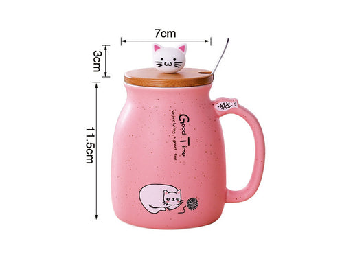 Taza Térmica Infantil con Tapa - Diseño Gatito Cerámica para Leche y Café - Image 7