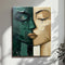 Cuadro Moderno Óleo Rostro Verde y Beige - Arte Contemporáneo para Sala y Dormitorio