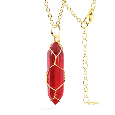 Collar Colgante de Cristal Hexagonal Envuelto a Mano con Piedra Natural - Image 23