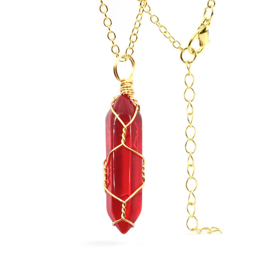 Collar Colgante de Cristal Hexagonal Envuelto a Mano con Piedra Natural - Image 23