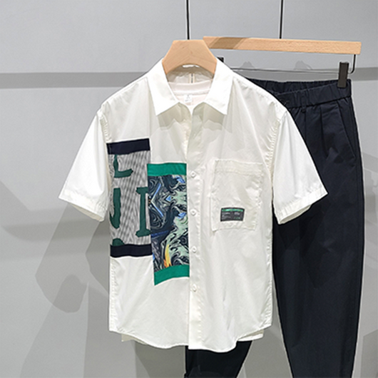 Camisa Colorblock de Manga Corta con Bolsillo para Hombre - Image 10