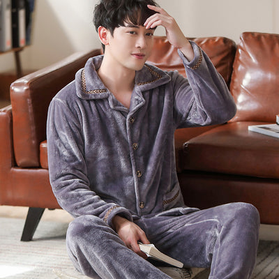Cardigan Pijama de Forro Polar para Hombre - Abrigo Cálido Coral - Image 20