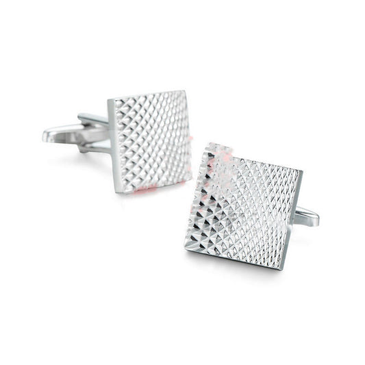 Gemelos de Plata Cuadrados con Patrón Grabado - Material Cobre