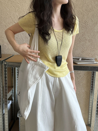 Camiseta Ajustada de Verano para Mujer - Cuello Redondo, Manga Corta y Cintura Definida - Image 32