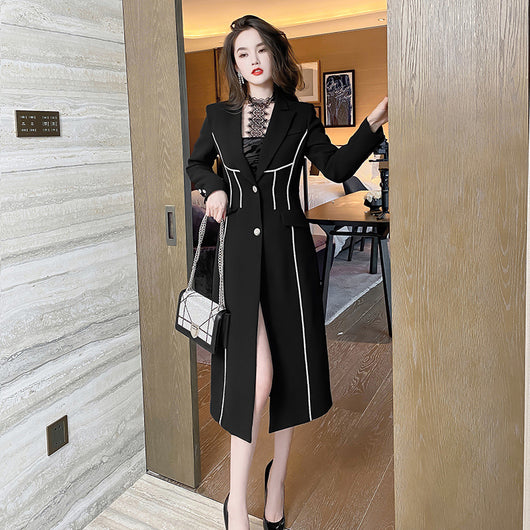 Abrigo Trinchera Negro Midi Elegante para Mujer - Image 4