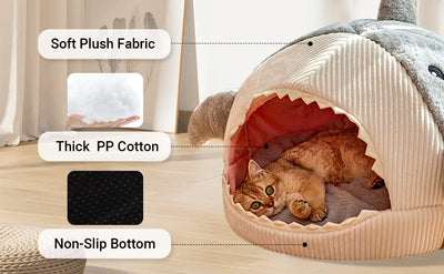 Casa Refugio Acogedora para Gatos con Diseño de Tiburón - Image 13