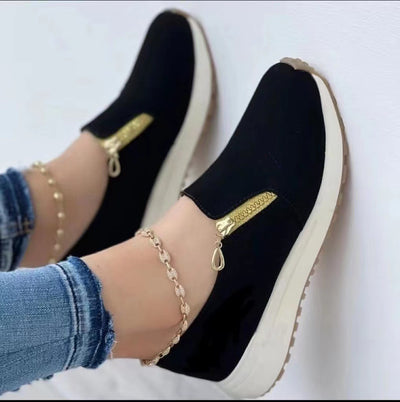 Zapatillas Deportivas para Mujer con Cierre de Cremallera y Punta Fina