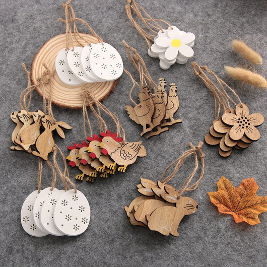 Adornos Colgantes Decorativos de Madera para Pascua