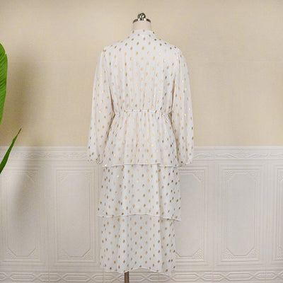 Vestido Suelto Estampado Blanco con Cintura Regulable - Estilo Ejecutivo - Image 3