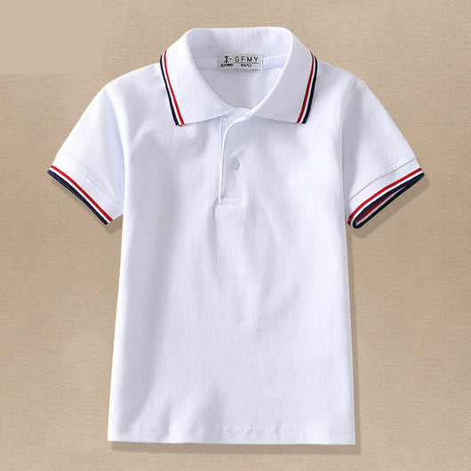 Playera Infantil Blanca con Cuello de Solapa CUHK - Image 3