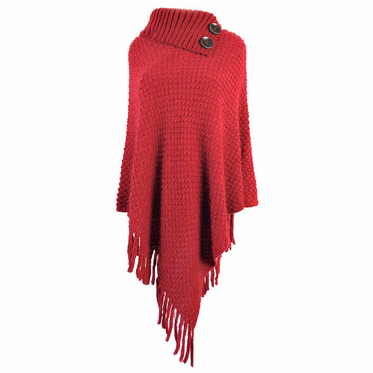 Capa Chal con Cuello Abotonado y Flecos - Image 6