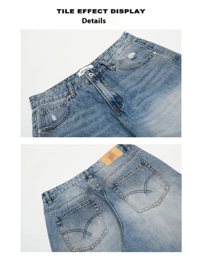 Jeans Vintage Rotos de Cintura Alta para Mujer - Azul Clásico - Image 11