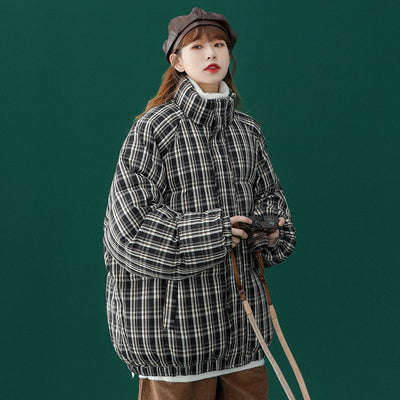 Abrigo Acolchado a Cuadros para Mujer - Chaqueta Corta Abrigadora - Image 2