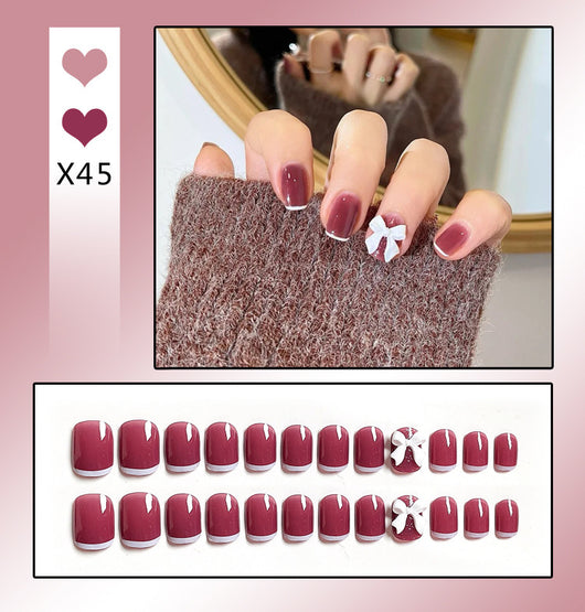 Uñas Postizas Francesas Removibles con Diamantes - Image 40