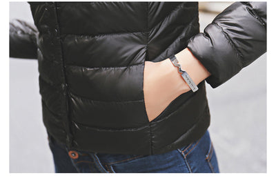 Chaqueta Acolchada Ligera Sin Cuello para Mujer - Abrigo Corto Versátil - Image 16