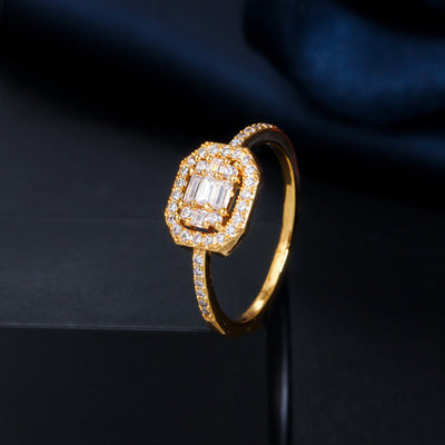 Conjunto de Pulsera y Anillo para Mujer con Circonita Brillante y Baño de Oro Real - Image 4